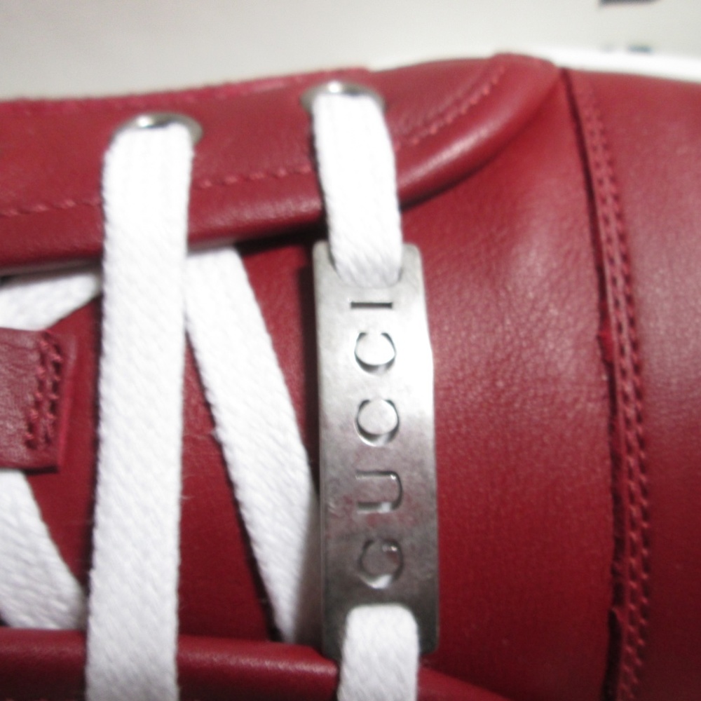 new GUCCI Trainer leather burgundy low cut shoes Sz US 12 - Picture 3 of 16